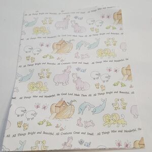 Vintage 90s Gibson Noah's Arc Animals Baby Shower Religious Gift Wrap
